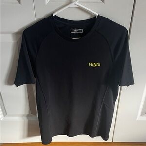 Authentic Fendi black logo active wear t shirt